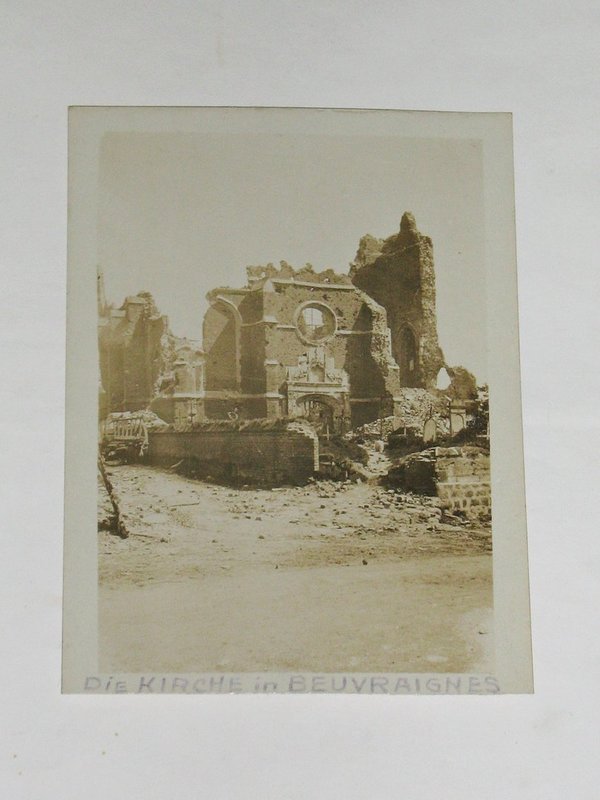 Feldpostkarte Beauvraignes - zerstörte Kirche ~ um 1915