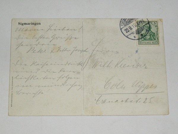 Ansichtskarte Sigmaringen ~ gel. 1910
