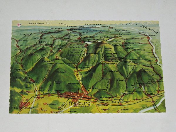 Ansichtskarte Panorama des südl. Schwarzwaldes ~ um 1955