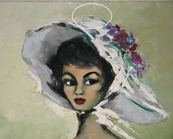 Ölbild auf Leinwand "Junge Frau mit hübschem Hut"