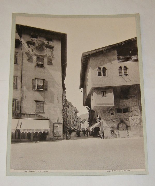 Großfoto "Trento - Via S. Pietro" um 1890 ~ Trient