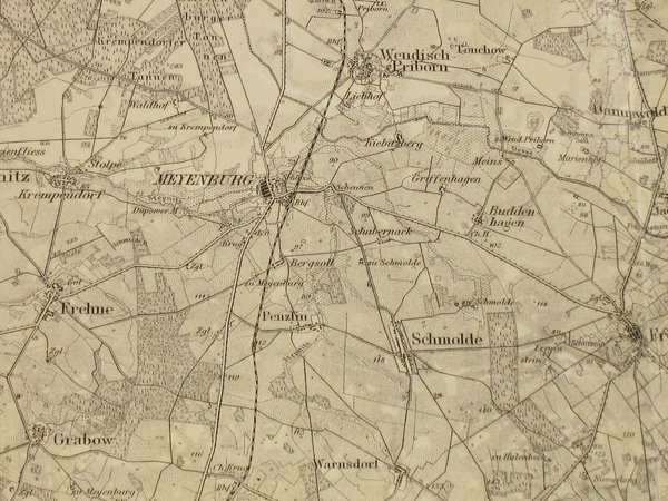 Karte der Prignitz für die Manöver des III. Armeekorps 1910