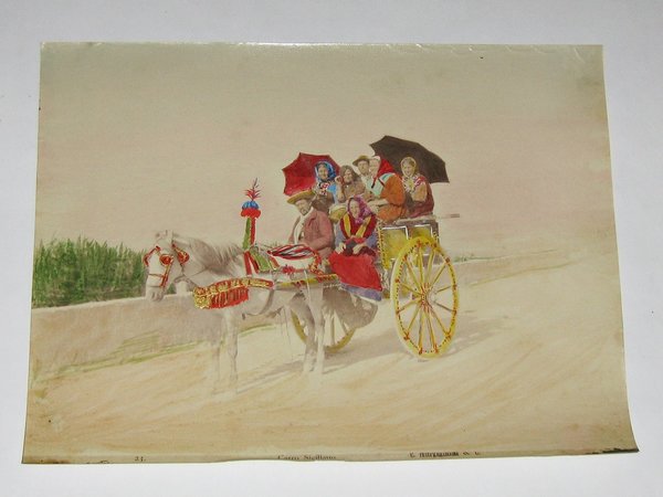 coloriertes Großfoto "Carro Siciliano" ~ um 1890