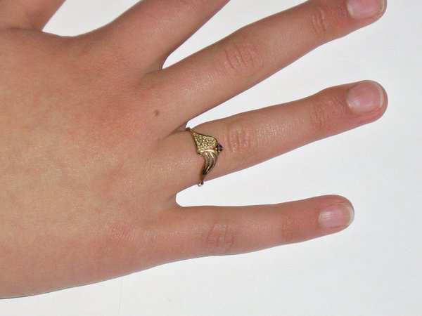 Damen-Ring mit rotem Schmuckstein ~ 333er Gold ~ Ringgröße 57